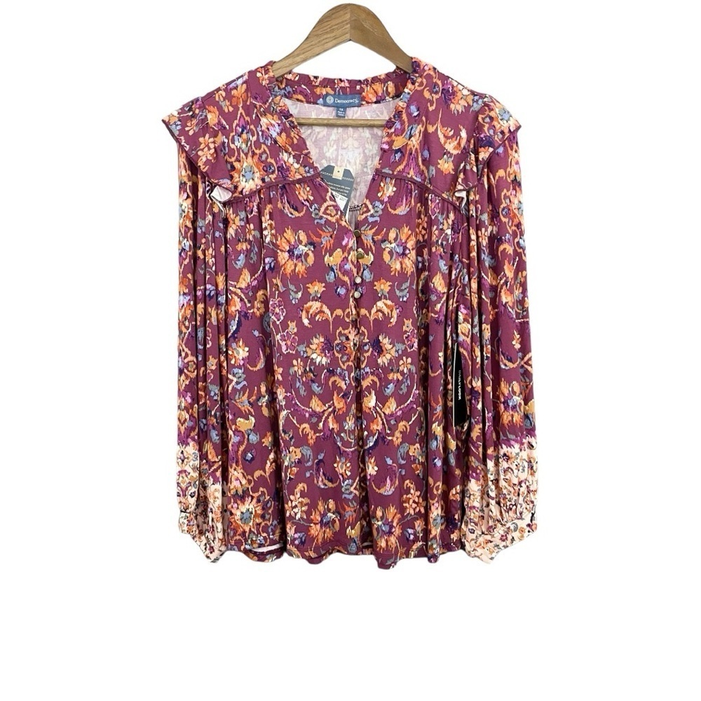 Democracy Purple Floral Blouse. New With Tags!